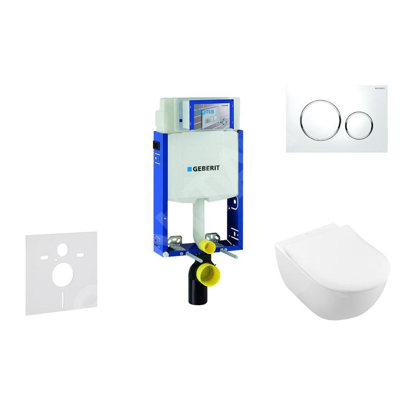 Geberit Kombifix - Ensemble bâti-support, cuvette de toilette et siège Subway 2.0, DirectFlush, SoftClose, CeramicPlus et