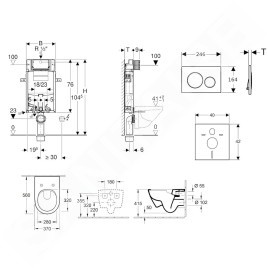Geberit Kombifix - Ensemble bâti-support, cuvette de toilette et siège Subway 2.0, DirectFlush, SoftClose, CeramicPlus et