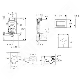Geberit Kombifix - Ensemble bâti-support, cuvette de toilette et siège Subway 2.0, DirectFlush, SoftClose, CeramicPlus et