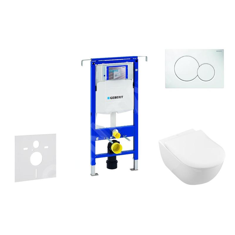 Geberit Duofix - Ensemble bâti-support, cuvette de toilette et siège Subway 2.0, DirectFlush, SoftClose, CeramicPlus et plaque