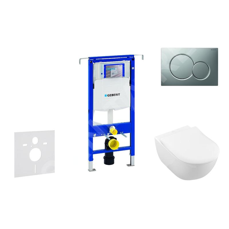 Geberit Duofix - Ensemble bâti-support, cuvette de toilette et siège Subway 2.0, DirectFlush, SoftClose, CeramicPlus et plaque