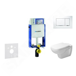 Geberit Kombifix - Ensemble bâti-support, cuvette de toilette et siège D-Code, Rimless, SoftClose, plaque Sigma30, blanc/chrome