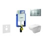 Geberit Kombifix - Ensemble bâti-support, cuvette de toilette et siège D-Code, Rimless, SoftClose, plaque Sigma30, chrome mat /