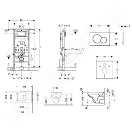Geberit Duofix - Ensemble bâti-support, cuvette de toilette et siège D-Code, Rimless, SoftClose, plaque Sigma01, chrome mat