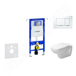 Geberit Duofix - Ensemble bâti-support, cuvette de toilette et siège D-Code, Rimless, SoftClose, plaque Sigma30, blanc/chrome