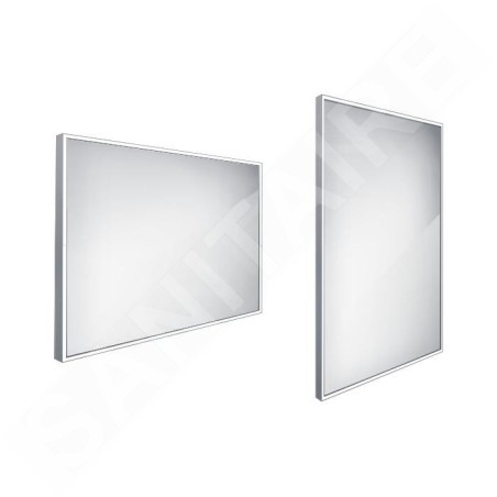Nimco Miroirs - Miroir avec éclairage LED, 1000x700 mm, aluminium ZP 13004