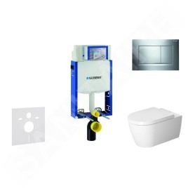 Geberit Kombifix - Ensemble bâti-support, cuvette de toilette et siège ME by Starck, Rimless, SoftClose, plaque Sigma30, chrome