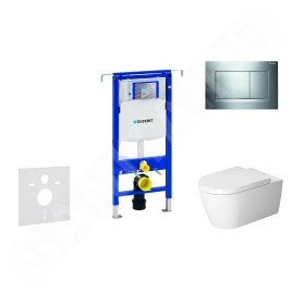 Geberit Duofix - Ensemble bâti-support, cuvette de toilette et siège ME by Starck, Rimless, SoftClose, plaque Sigma30, chrome