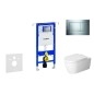 Geberit Duofix - Ensemble bâti-support, cuvette de toilette et siège ME by Starck, Rimless, SoftClose, plaque Sigma30, chrome