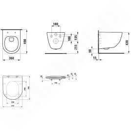 Laufen Pro - WC suspendu Compact avec siège SLIM, fermeture SoftClose, Rimless, blanc H8669550000001