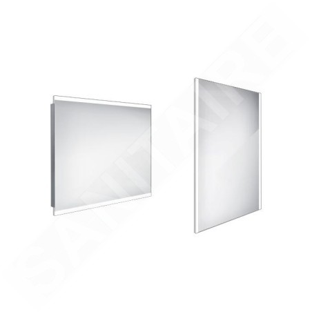 Nimco Miroirs - Miroir avec éclairage LED, 900x700 mm, aluminium ZP 12019