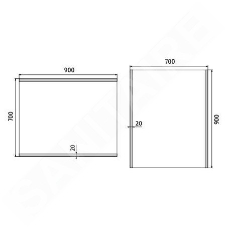 Nimco Miroirs - Miroir avec éclairage LED, 900x700 mm, aluminium ZP 12019