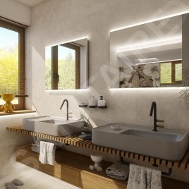 Nimco Miroirs - Miroir avec éclairage LED, 900x700 mm, aluminium ZP 12019