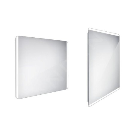 Nimco Miroirs - Miroir de salle de bains éclairé par LED 900 x 700 mm, arrondi, aluminium ZP 17019