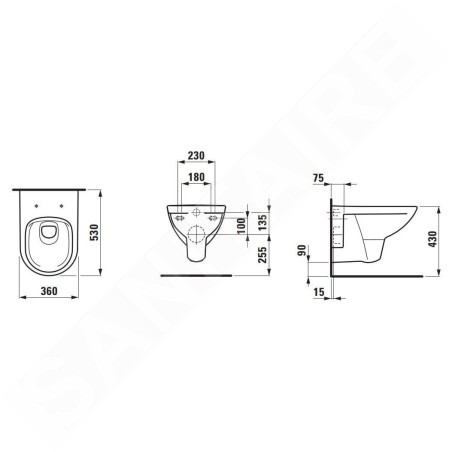 Laufen Pro - WC suspendu, Rimless, avec LCC, blanc H8209604000001