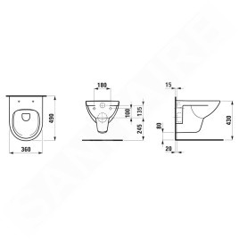 Laufen Pro - WC suspendu Compact, Rimless, blanc H8219520000001