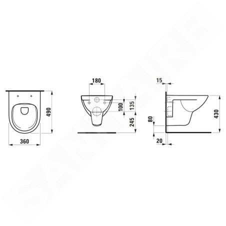 Laufen Pro - WC suspendu Compact, Rimless, blanc H8219520000001