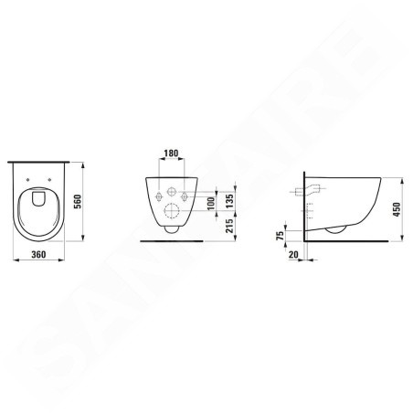 Laufen Pro - WC suspendu Comfort, Rimless, blanc H8219620000001