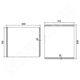 Nimco Miroirs - Miroir de salle de bain LED 800 x 700 mm, arrondi, aluminium ZP 17003
