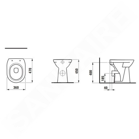 Laufen Pro - WC à poser, évacuation arrière, blanc mat H8259557570001