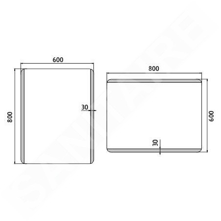 Nimco Miroirs - Miroir avec éclairage LED, 600x800 mm, aluminium ZP 17002