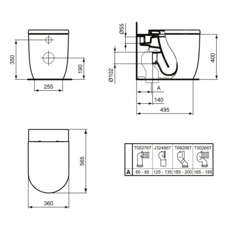Ideal Standard Blend - WC à poser, Aquablade, blanc T375101