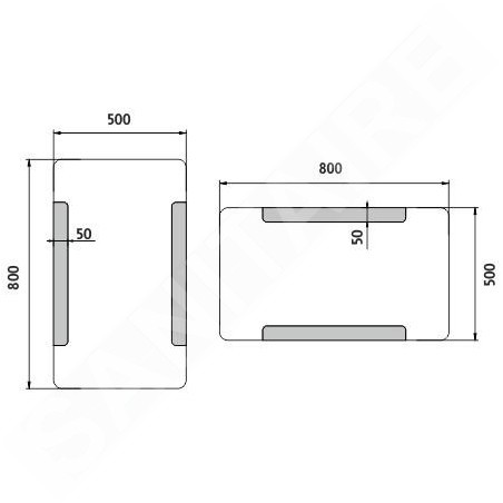 Nimco Miroirs - Miroir de salle de bain LED 500 x 800 mm, arrondi, aluminium ZP 18001