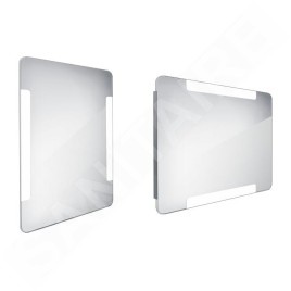 Nimco Miroirs - Miroir de salle de bains éclairé par LED 600 x 800 mm, arrondi, aluminium ZP 18002