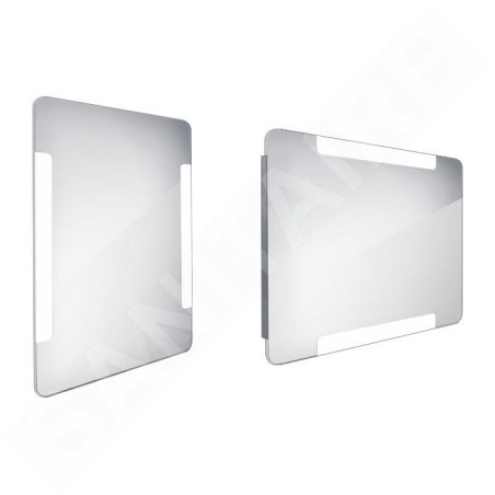 Nimco Miroirs - Miroir de salle de bains éclairé par LED 600 x 800 mm, arrondi, aluminium ZP 18002
