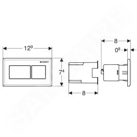 Geberit Systèmes de chasse d’eau - Déclenchement à distance pneumatique, pour réservoir Sigma 8 cm encastré, chrome brossé