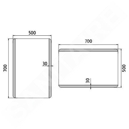 Nimco Miroirs - Miroir de salle de bain LED 500 x 700 mm, arrondi, aluminium ZP 17001