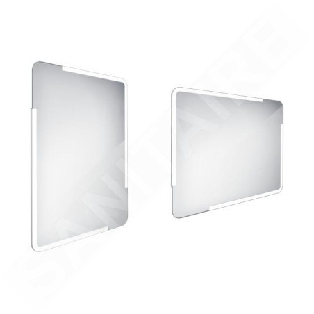 Nimco Miroirs - Miroir avec éclairage LED, 600x800 mm, arrondi, aluminium ZP 15002
