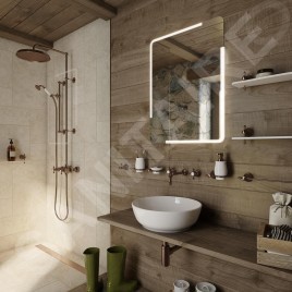 Nimco Miroirs - Miroir avec éclairage LED, 600x800 mm, arrondi, aluminium ZP 15002