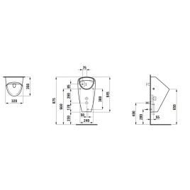 Laufen Caprino - Urinoir électronique Plus, alimentation arrière, Rimless, anti-vandalisme, avec LCC, blanc H8410654004011