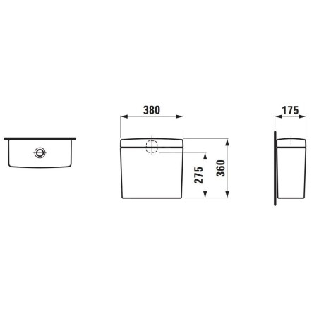 Laufen Pro - Réservoir de chasse d’eau 380x175 mm, alimentation arrière, blanc H8269510009711