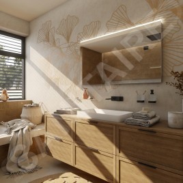 Nimco Miroirs - Miroir avec éclairage LED, 1000x600 mm, aluminium ZP 8004