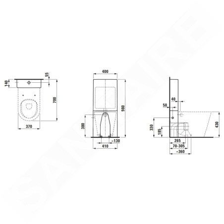 Laufen Kartell - Réservoir de chasse d'eau à poser Universel, alimentation par le bas à gauche, blanc H8296630009831