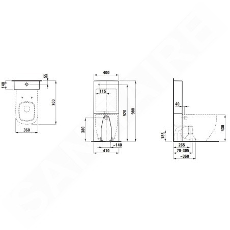 Laufen Kartell - Réservoir de chasse d'eau à poser Universel, alimentation par le haut à gauche, blanc mat H8296617579811