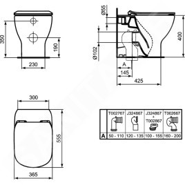 Ideal Standard Tesi - WC à poser avec abattant Soft-Close, évacuation basse, AquaBlade, noir T3536V3