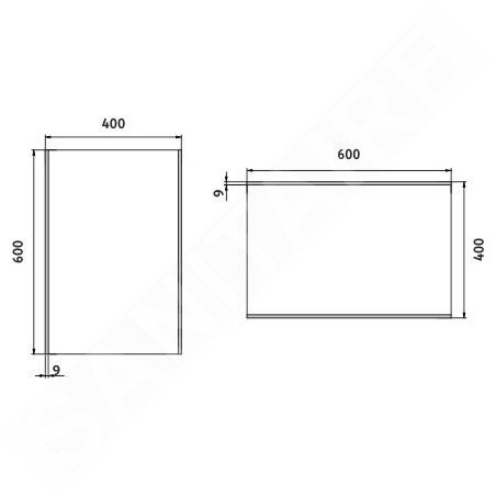Nimco Miroirs - Miroir de salle de bains LED 400 x 600 mm, carré, aluminium ZP 9000