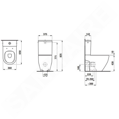 Laufen Pro - Cuvette combinée WC, évacuation Vario, Rimless, LCC, blanc H8259644000001