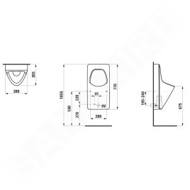 Laufen Antero - Urinoir électronique, alimentation d'eau arrière, alimentation par batterie, blanc H8411500004011