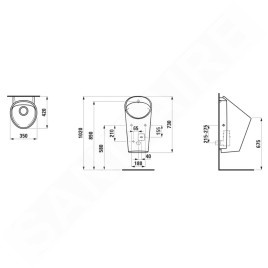 Laufen Lema - Urinoir électronique, alimentation d'eau par l'arrière, Rimless, alimentation secteur, blanc H8411920004011
