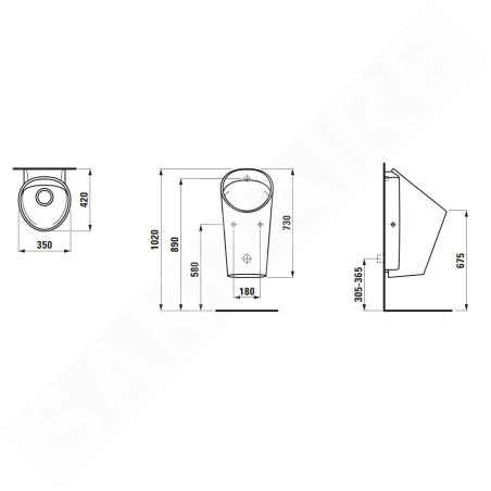 Laufen Lema - Urinoir, alimentation arrière, Rimless, blanc H8411930004011