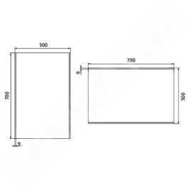 Nimco Miroirs - Miroir avec éclairage LED, 500x700 mm, aluminium ZP 9001