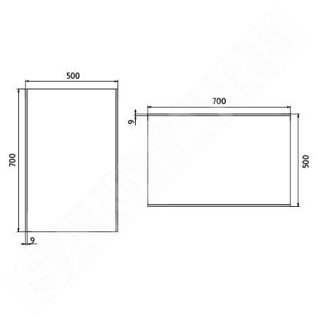 Nimco Miroirs - Miroir avec éclairage LED, 500x700 mm, aluminium ZP 9001