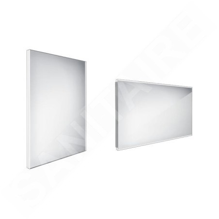 Nimco Miroirs - Miroir avec éclairage LED, 600x800 mm, aluminium ZP 9002