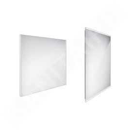 Nimco Miroirs - Miroir de salle de bains LED 800 x 700 mm, carré, aluminium ZP 9003