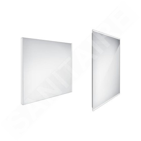 Nimco Miroirs - Miroir de salle de bains LED 800 x 700 mm, carré, aluminium ZP 9003