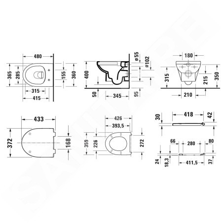 Duravit Duravit No.1 - WC suspendu avec abattant SoftClose, Rimless, blanc 45750900A1